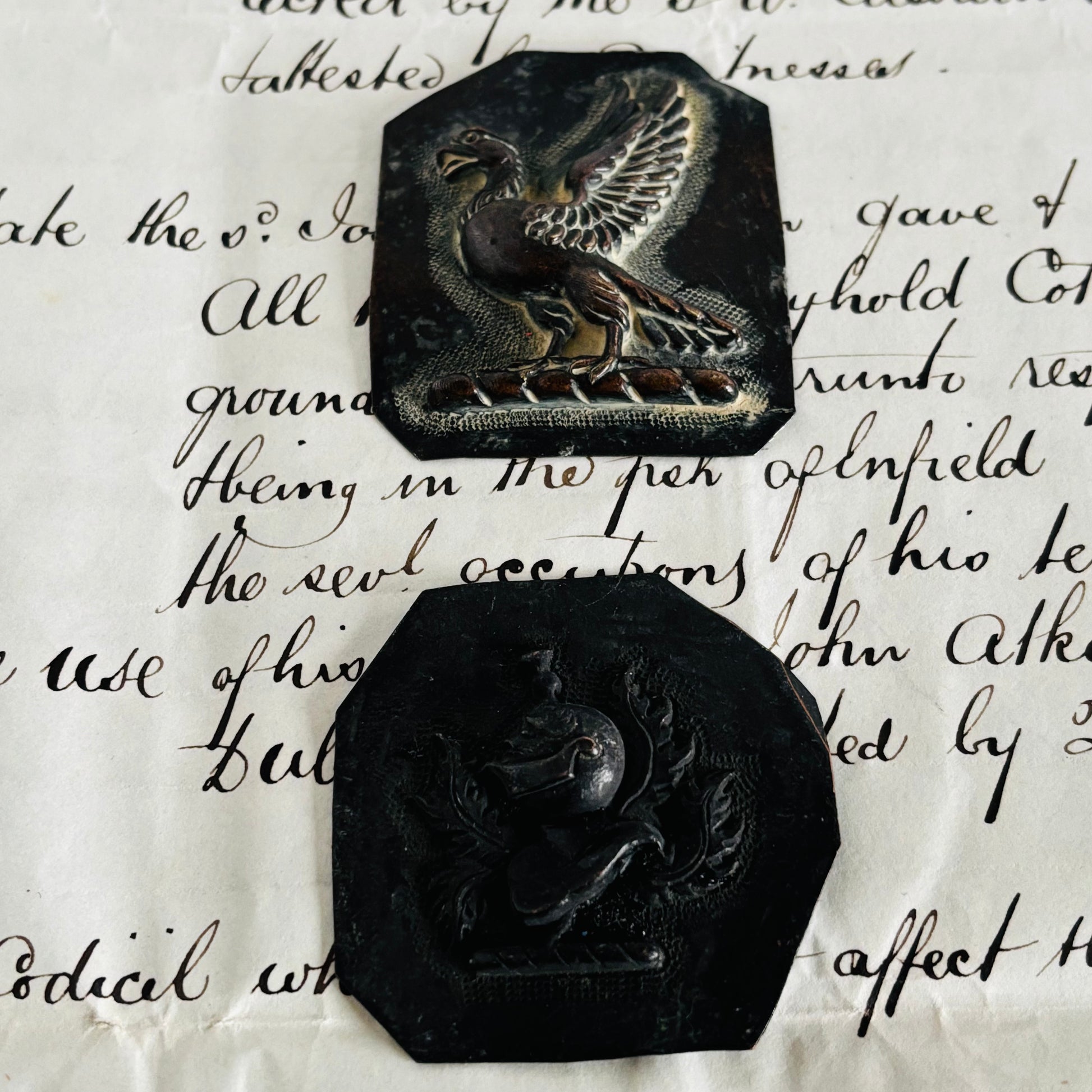 Antique Zinc Moulds Unique Heraldic Design an old document