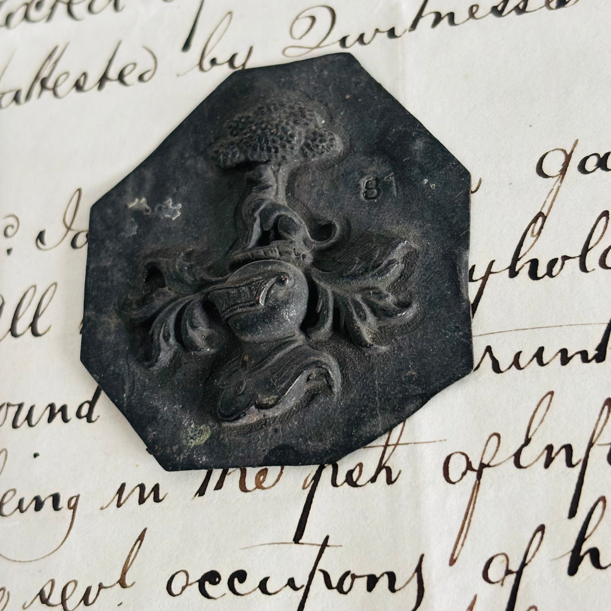 Antique Zinc Moulds Unique Heraldic Design an old document