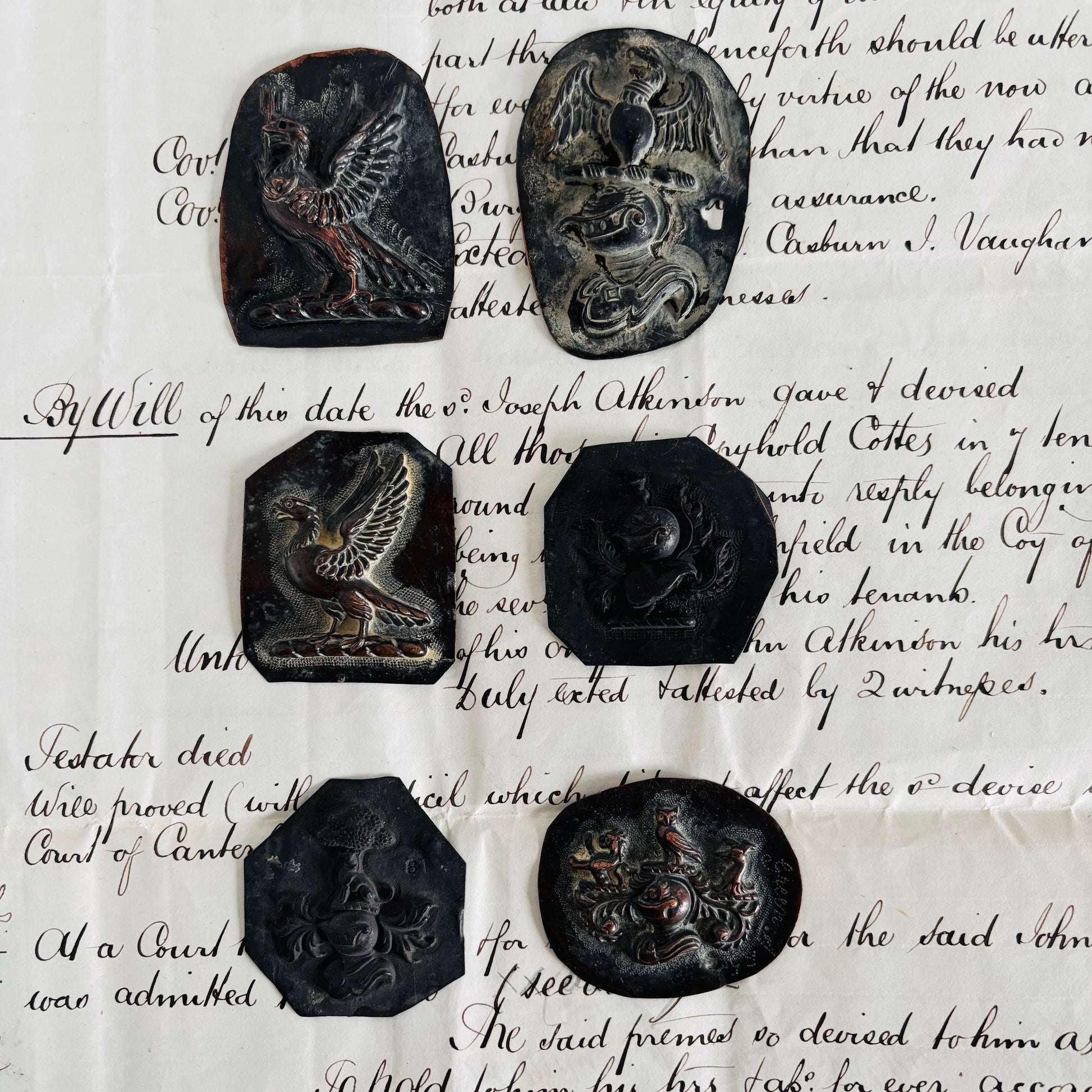 Antique Zinc Moulds Unique Heraldic Design an old document