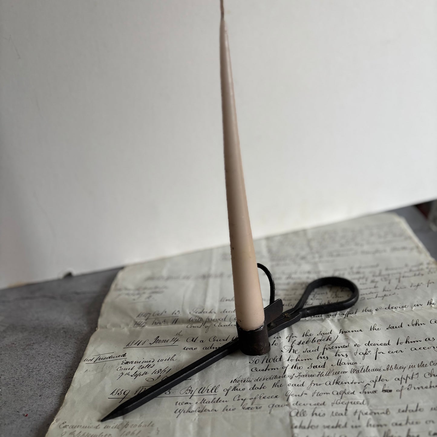 Antique Iron Miners Spider Candlestick | Sticking Tommy