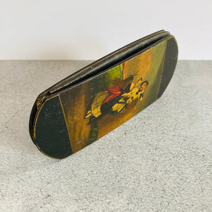 Antique Lacquer Paper Mache Cigar Case Hand Painted German