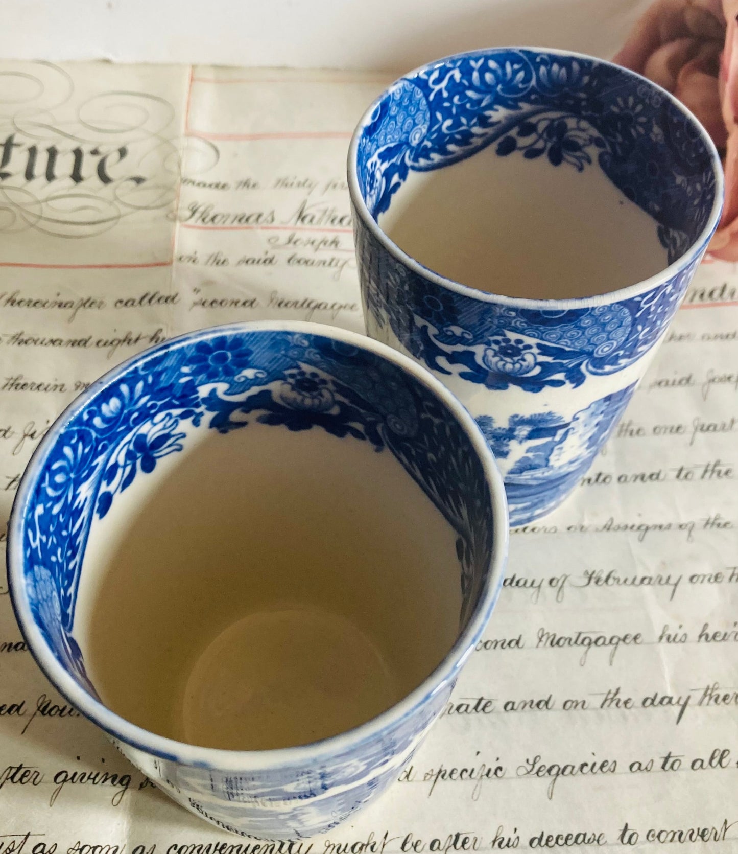 Antique Blue and White Beakers by Spode Copeland