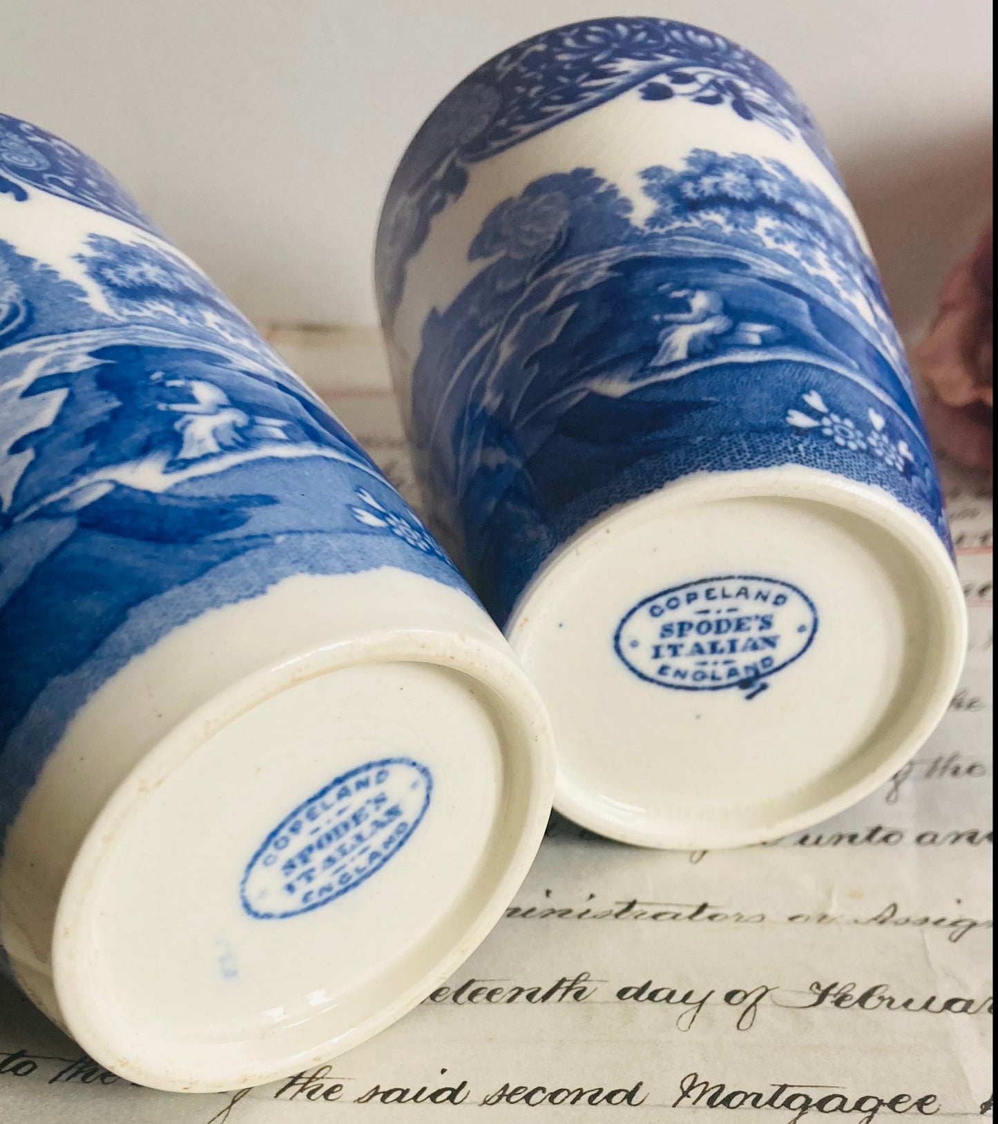 Antique Blue and White Beakers by Spode Copeland