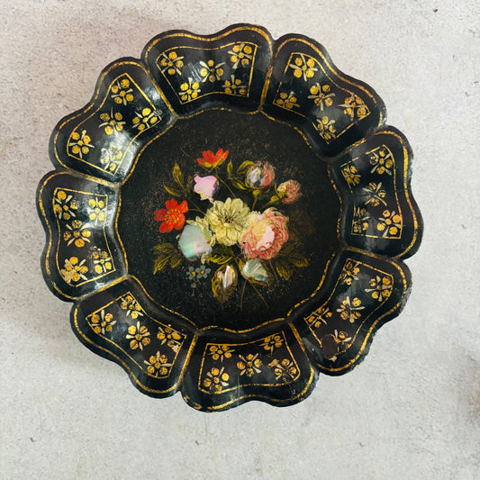The Tattooist Drew - Antique Black Lacquer Paper Mache Dish