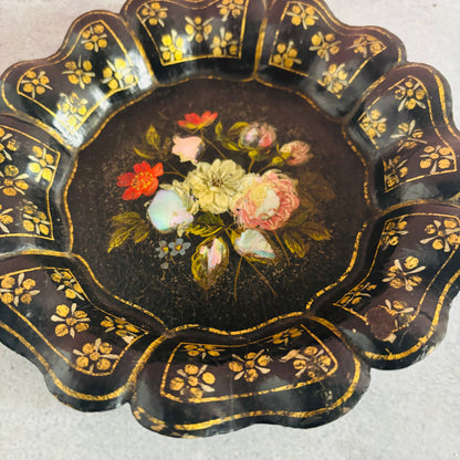 The Tattooist Drew - Antique Black Lacquer Paper Mache Dish