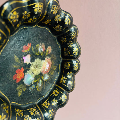 The Tattooist Drew - Antique Black Lacquer Paper Mache Dish
