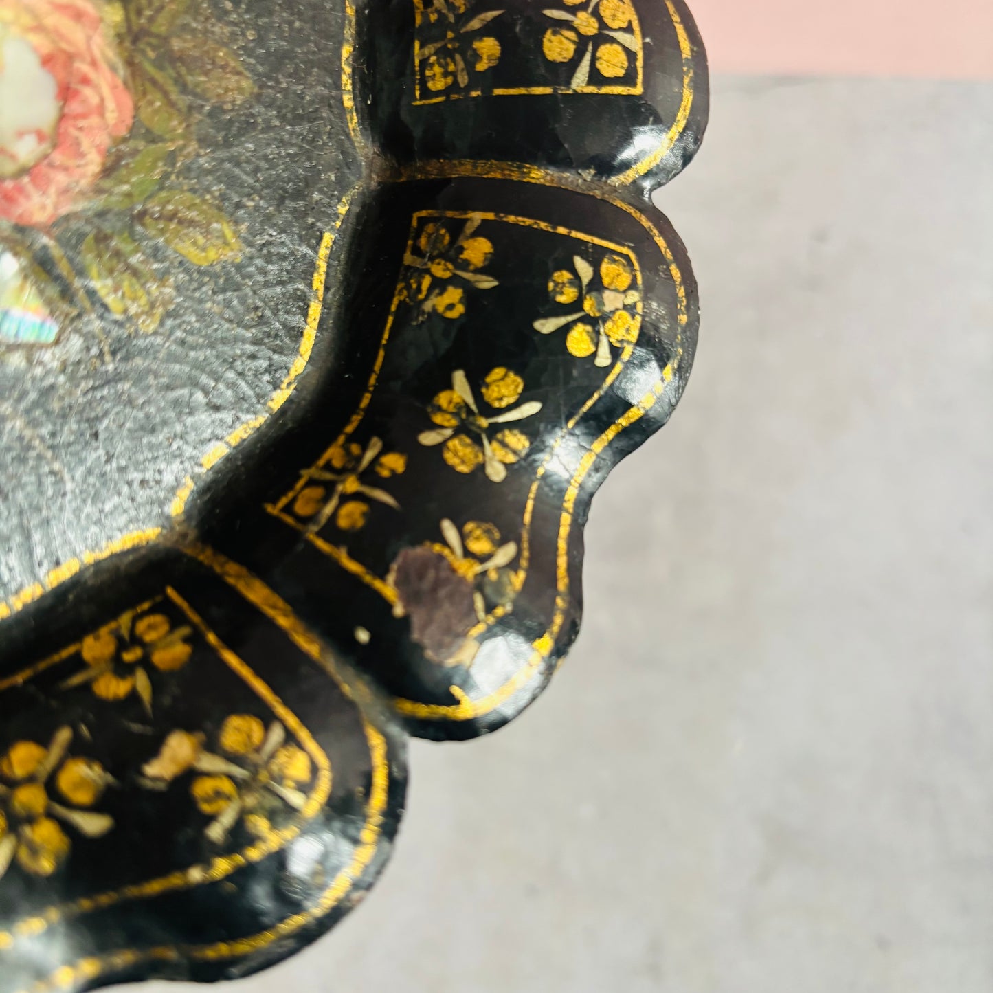 The Tattooist Drew - Antique Black Lacquer Paper Mache Dish