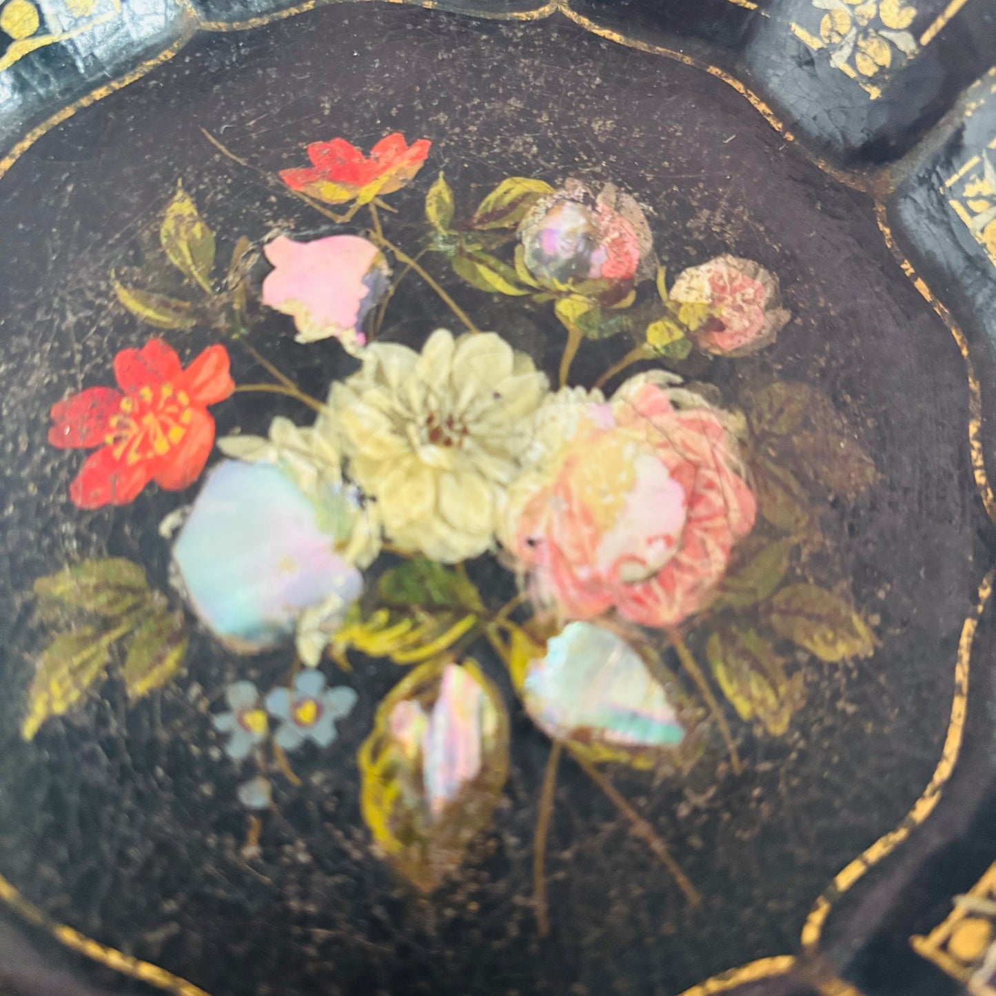 The Tattooist Drew - Antique Black Lacquer Paper Mache Dish