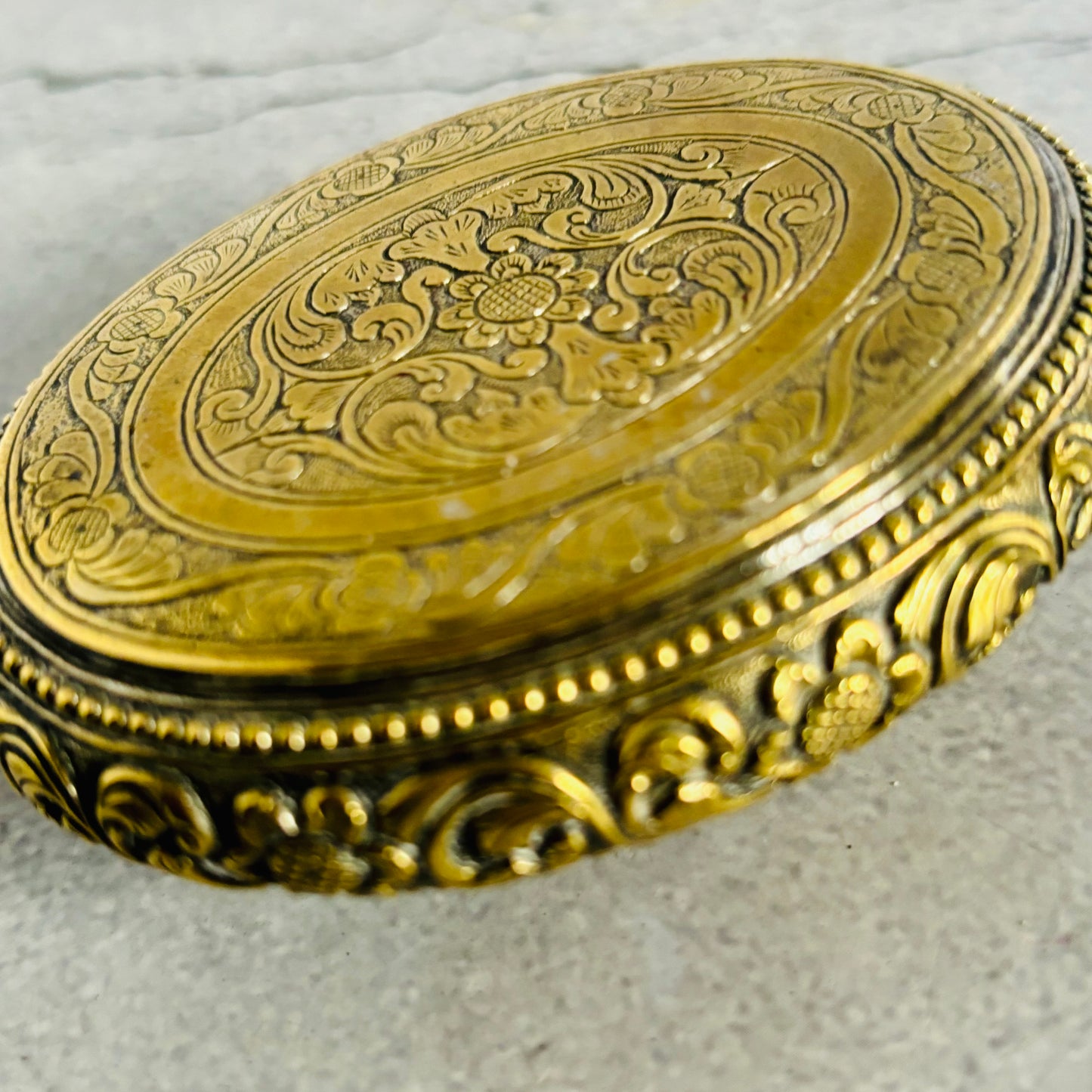 The Mixologist Holly - Repoussé and Engraved Brass Snuff Box