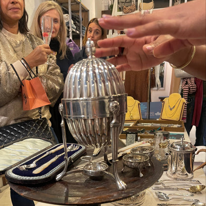The Groom Addison -  Egyptian Revival  Style Silver Egg Coddler