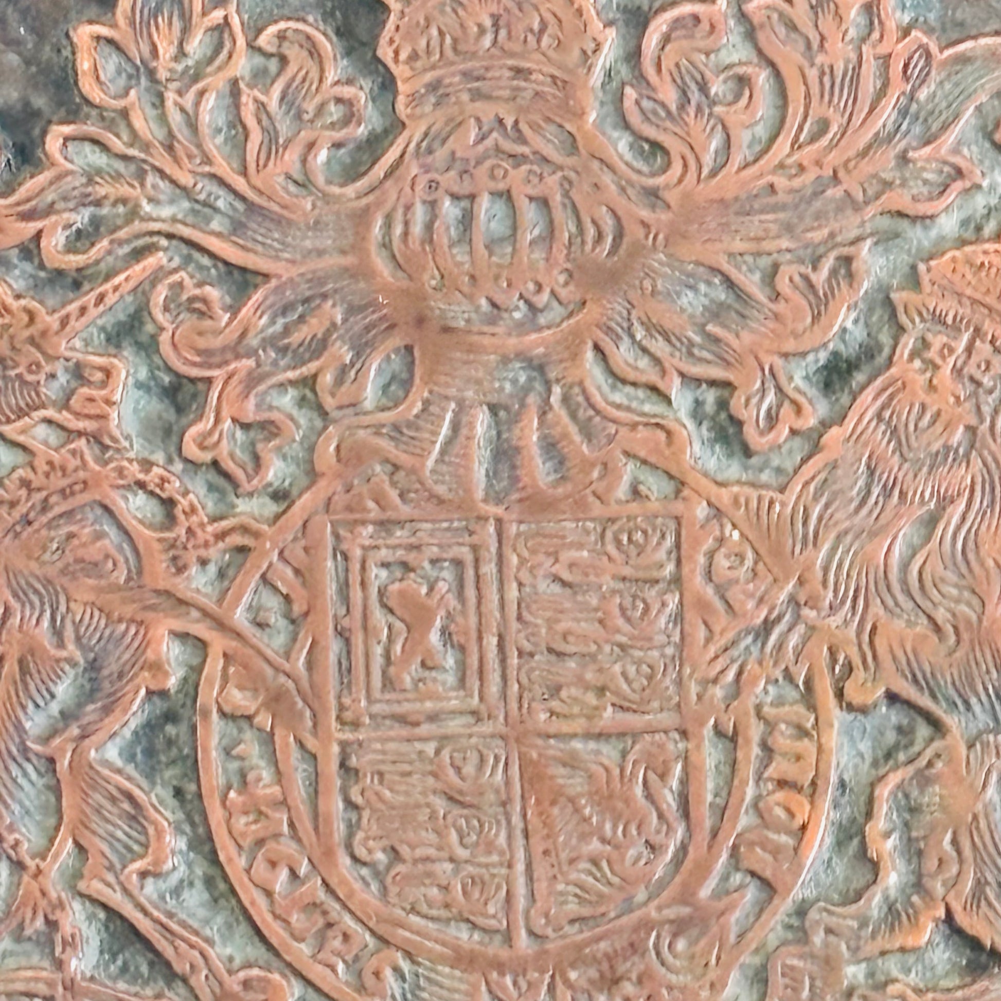 Antique Copper Printing Typeset Blocks | Heraldic Coat of Arms