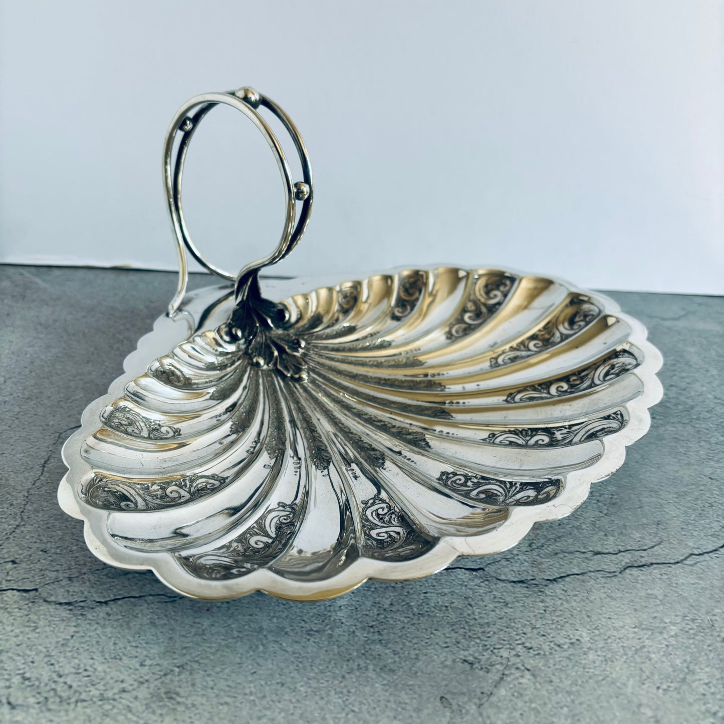 Antique Silver Shell Shape Serving Dish by Robert’s & Belk  | Wedding Gift Idea