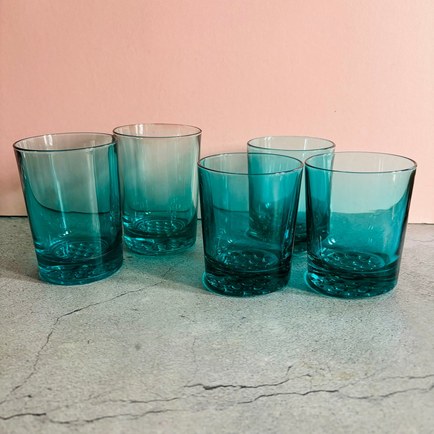 Mid Century Blue Drinking Glass Tumblers | Water Glasses