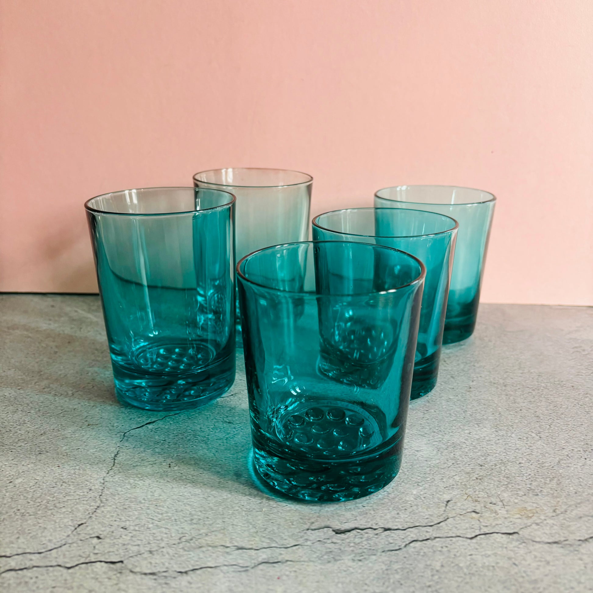 Mid Century Blue Drinking Glass Tumblers | Water Glasses