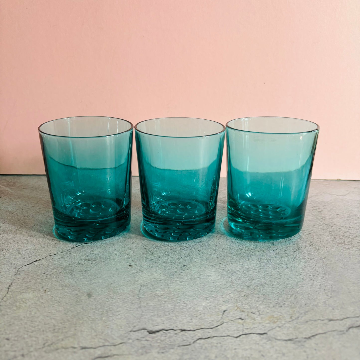 Mid Century Blue Drinking Glass Tumblers | Water Glasses