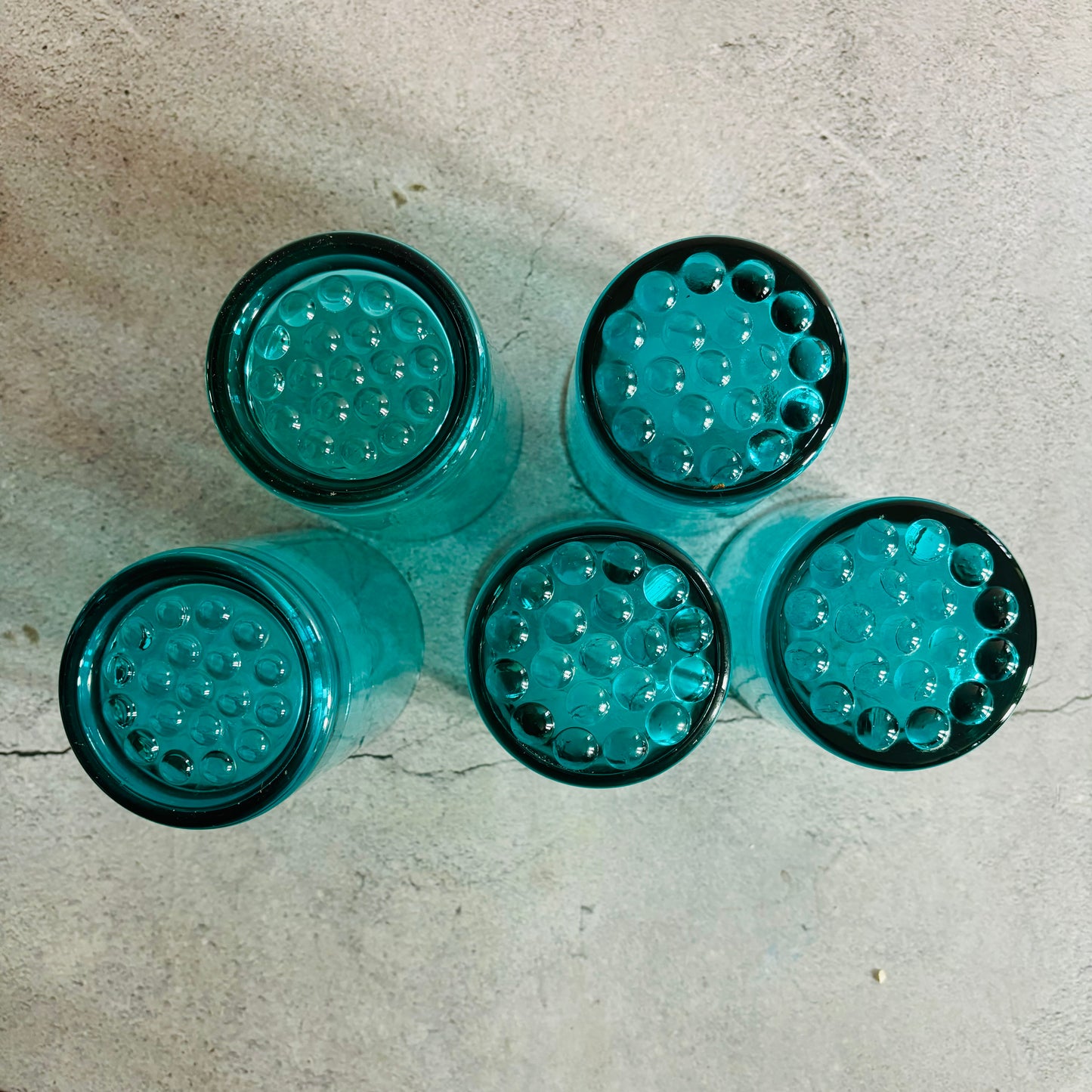 Mid Century Blue Drinking Glass Tumblers | Water Glasses