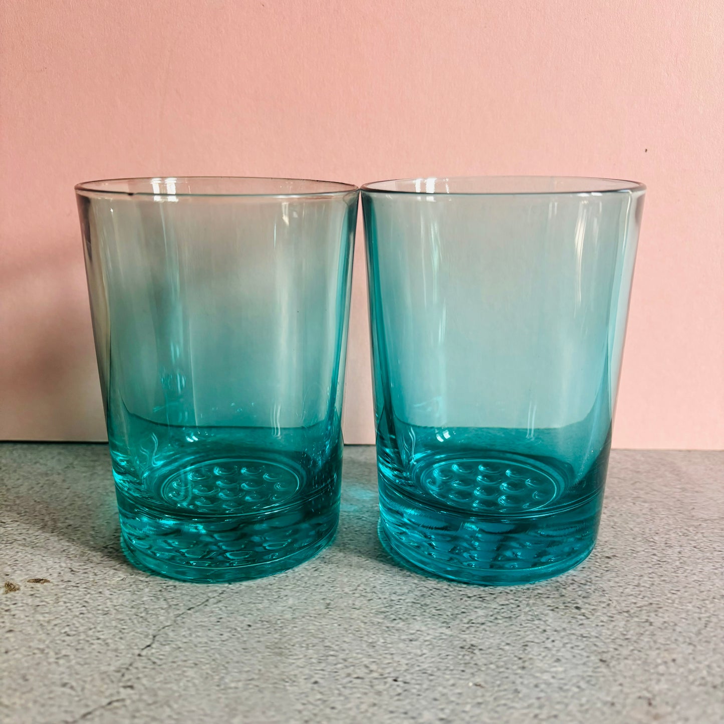 Mid Century Blue Drinking Glass Tumblers | Water Glasses