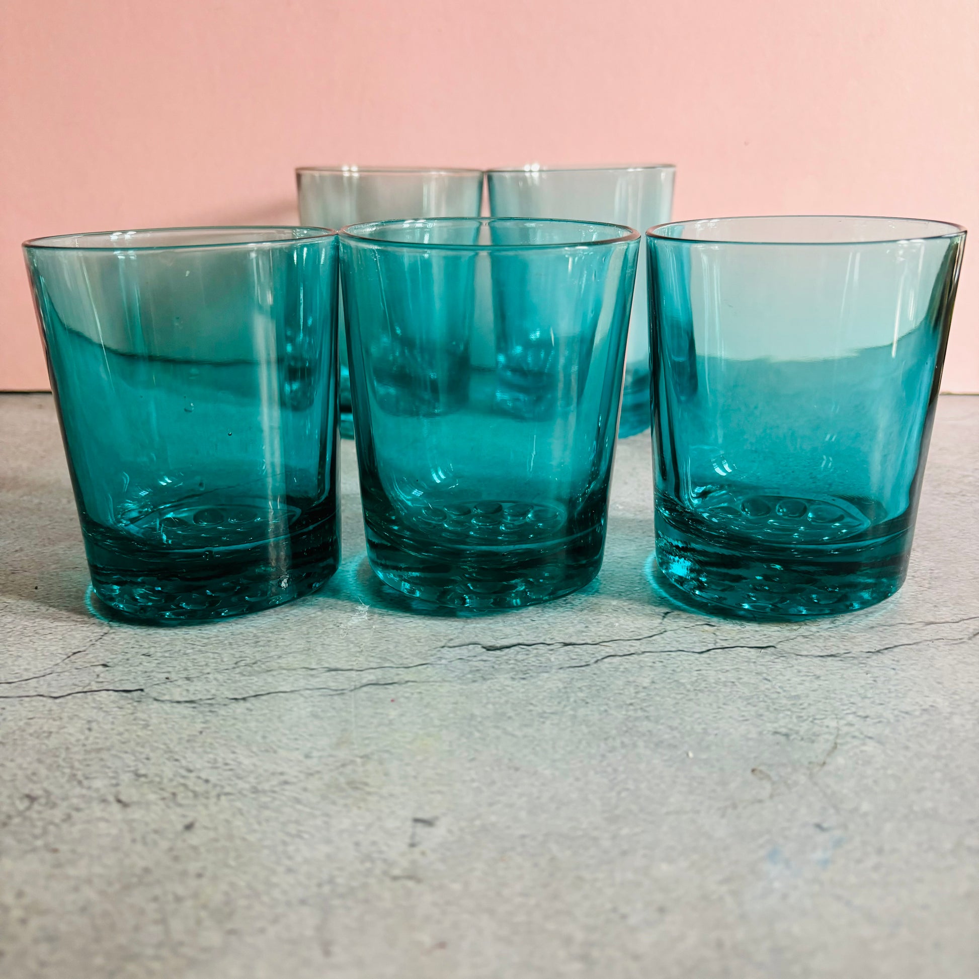 Mid Century Blue Drinking Glass Tumblers | Water Glasses