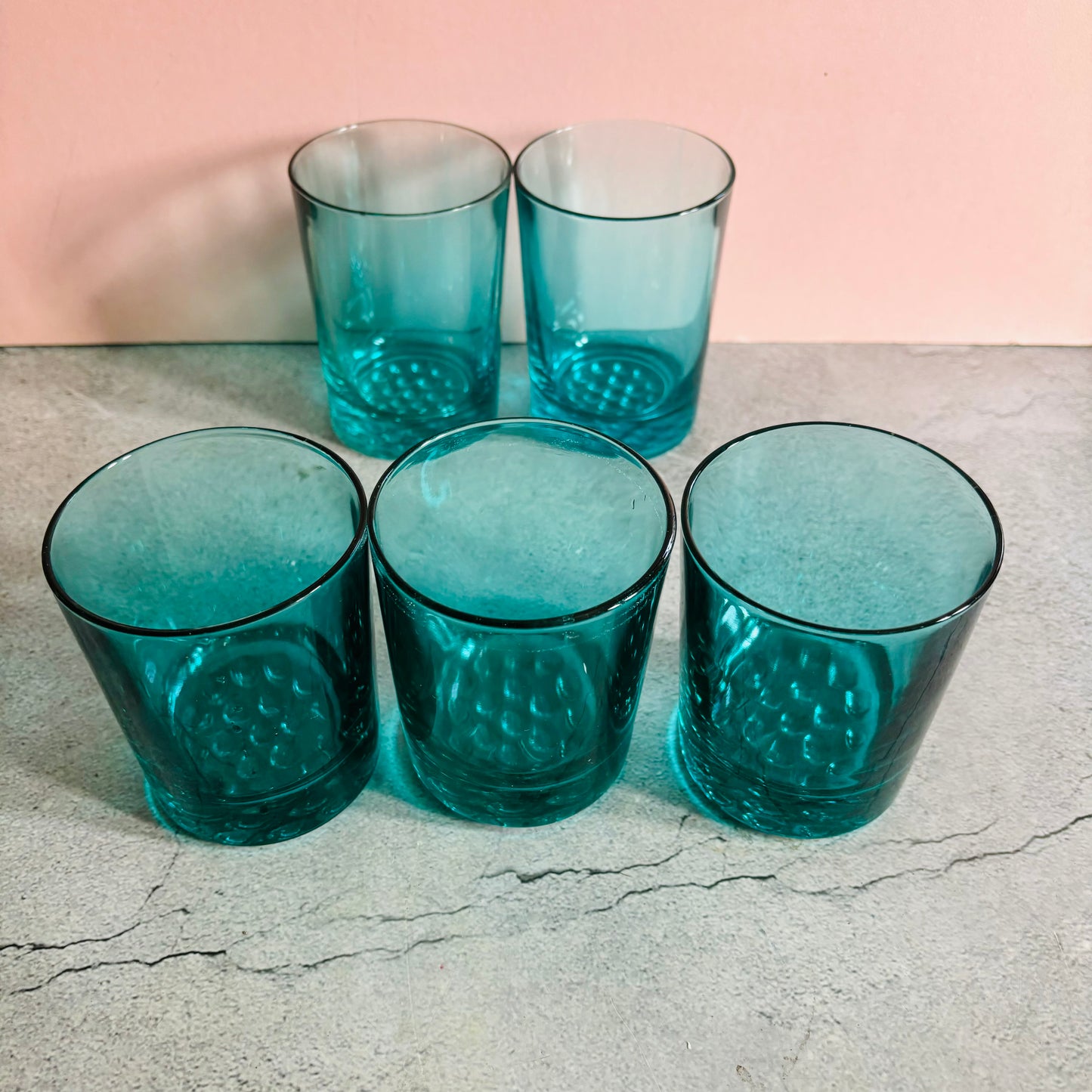 Mid Century Blue Drinking Glass Tumblers | Water Glasses