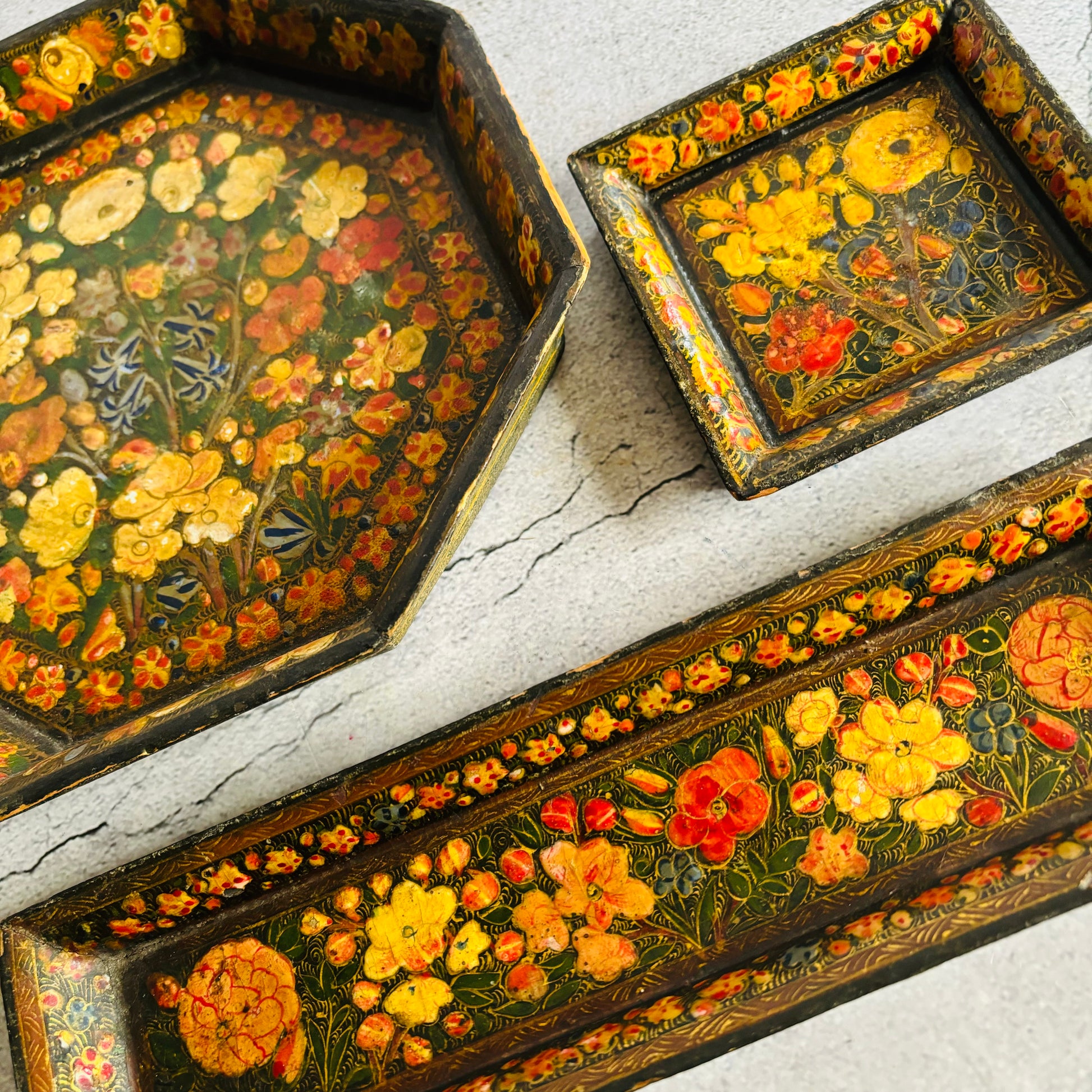 Antique Paper Mache Kashmir Trays