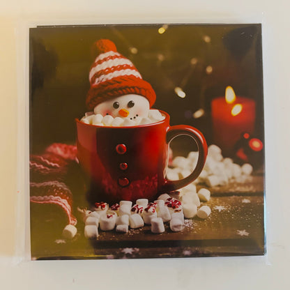 Lupus UK Christmas Cards Pack of 10 - Snowman Hot Chocolate