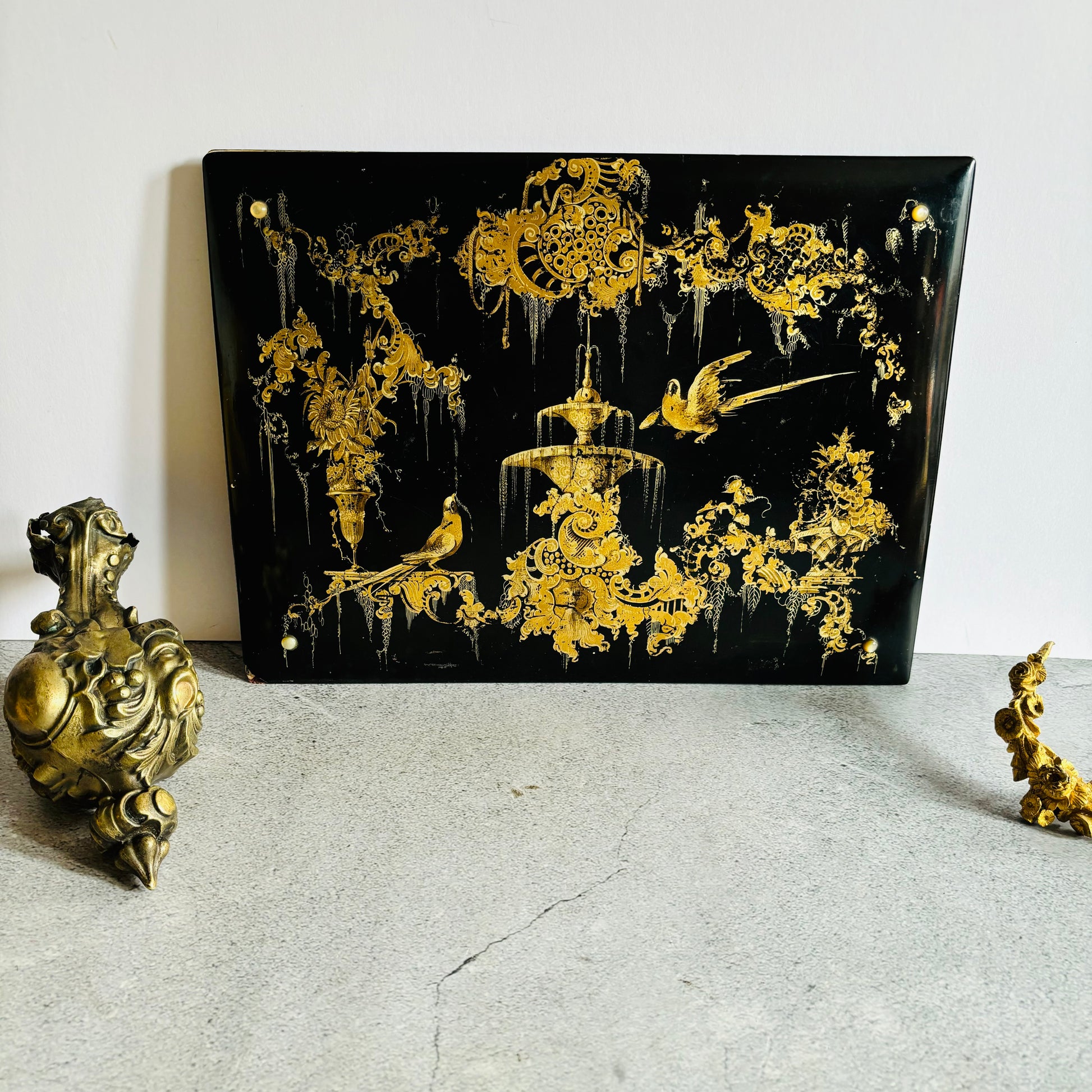 Stunning Regency Paper Mache Lacquer Ink Blotter Letter Folio