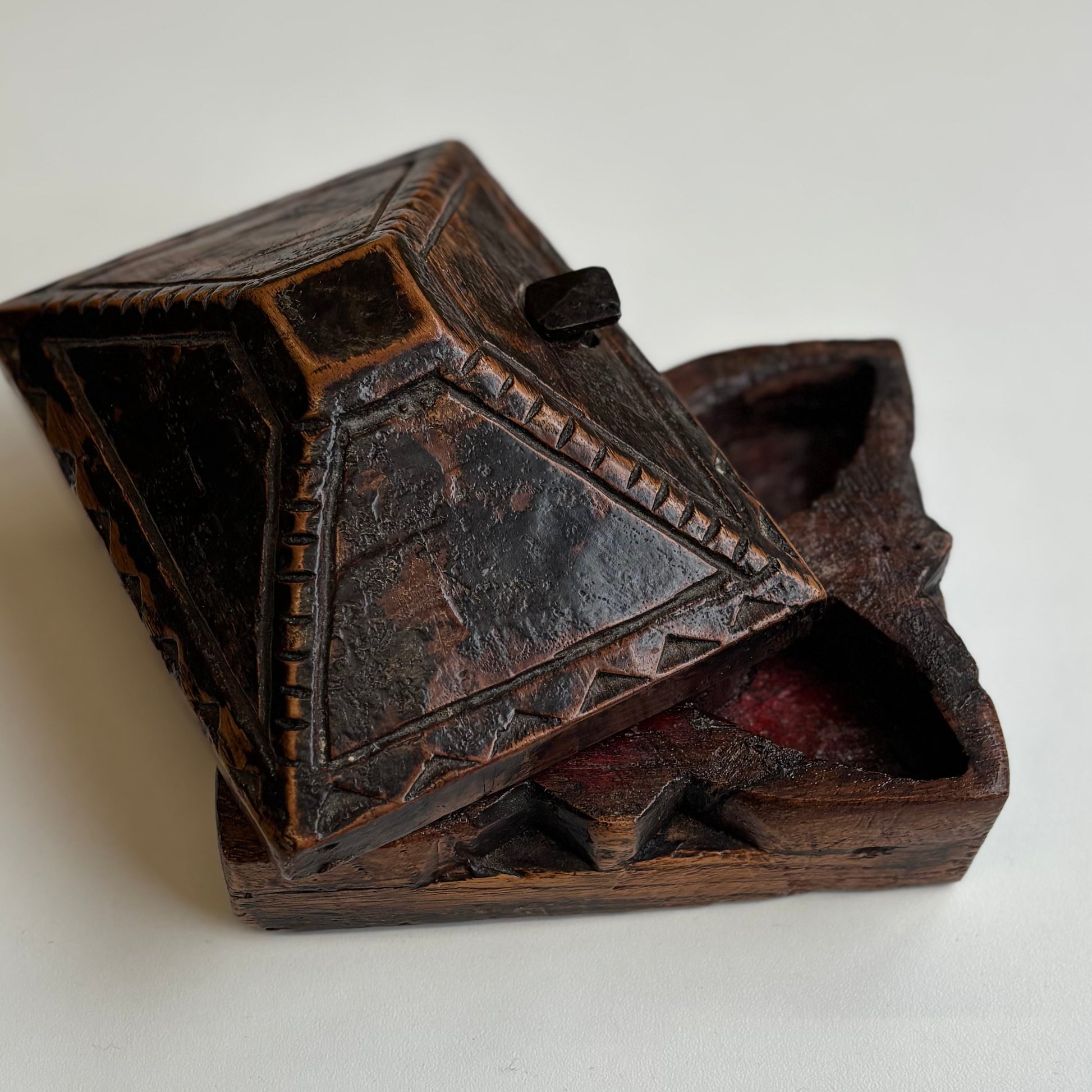 Antique Indian Wooden Spice Box Swivel Lid | The Urban Vintage Affair