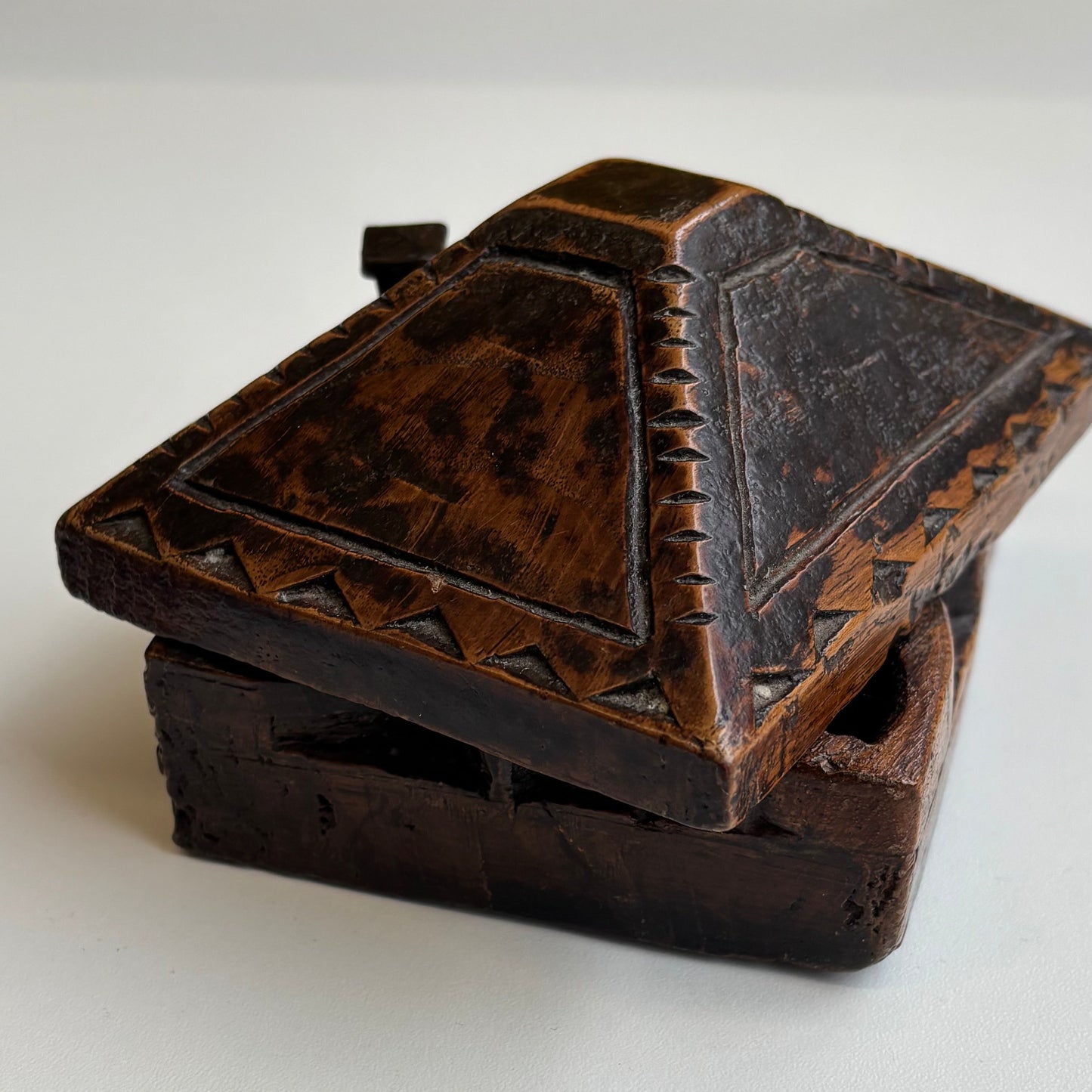 Antique Indian Wooden Spice Box Swivel Lid | The Urban Vintage Affair