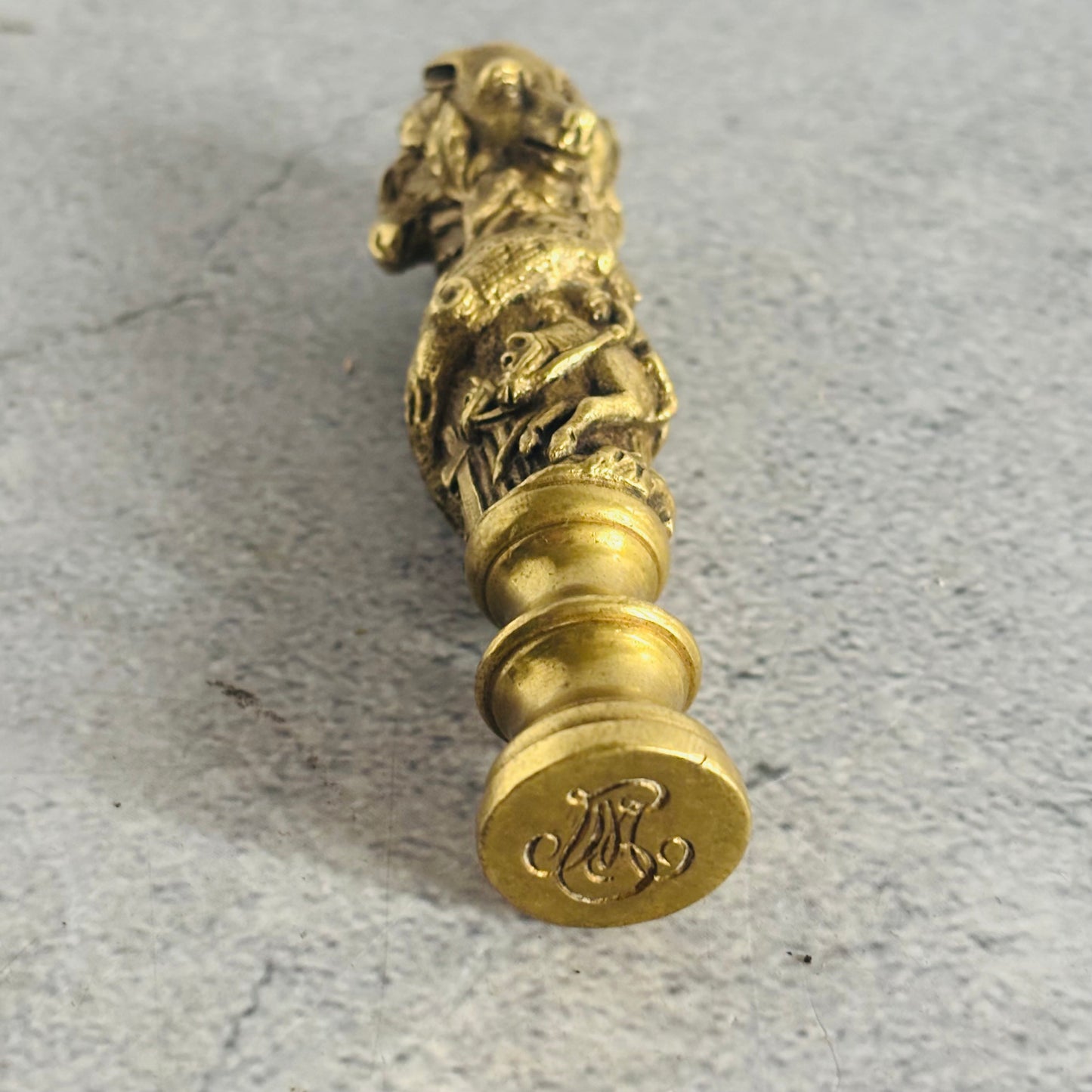 Antique Bronze Sculpture Wax Seal Stamp 