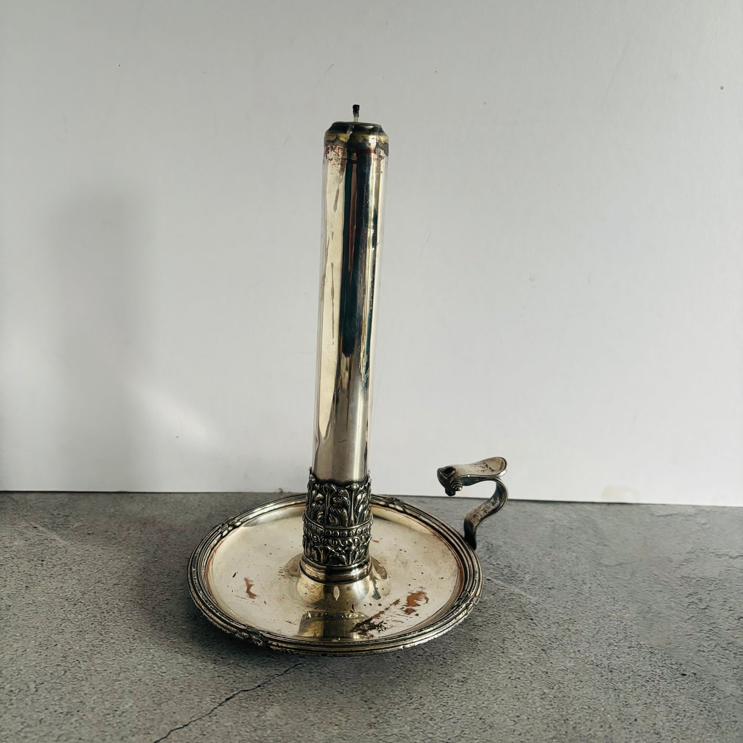 Rare Antique Old Sheffield Plate Spring Loaded Candlestick
