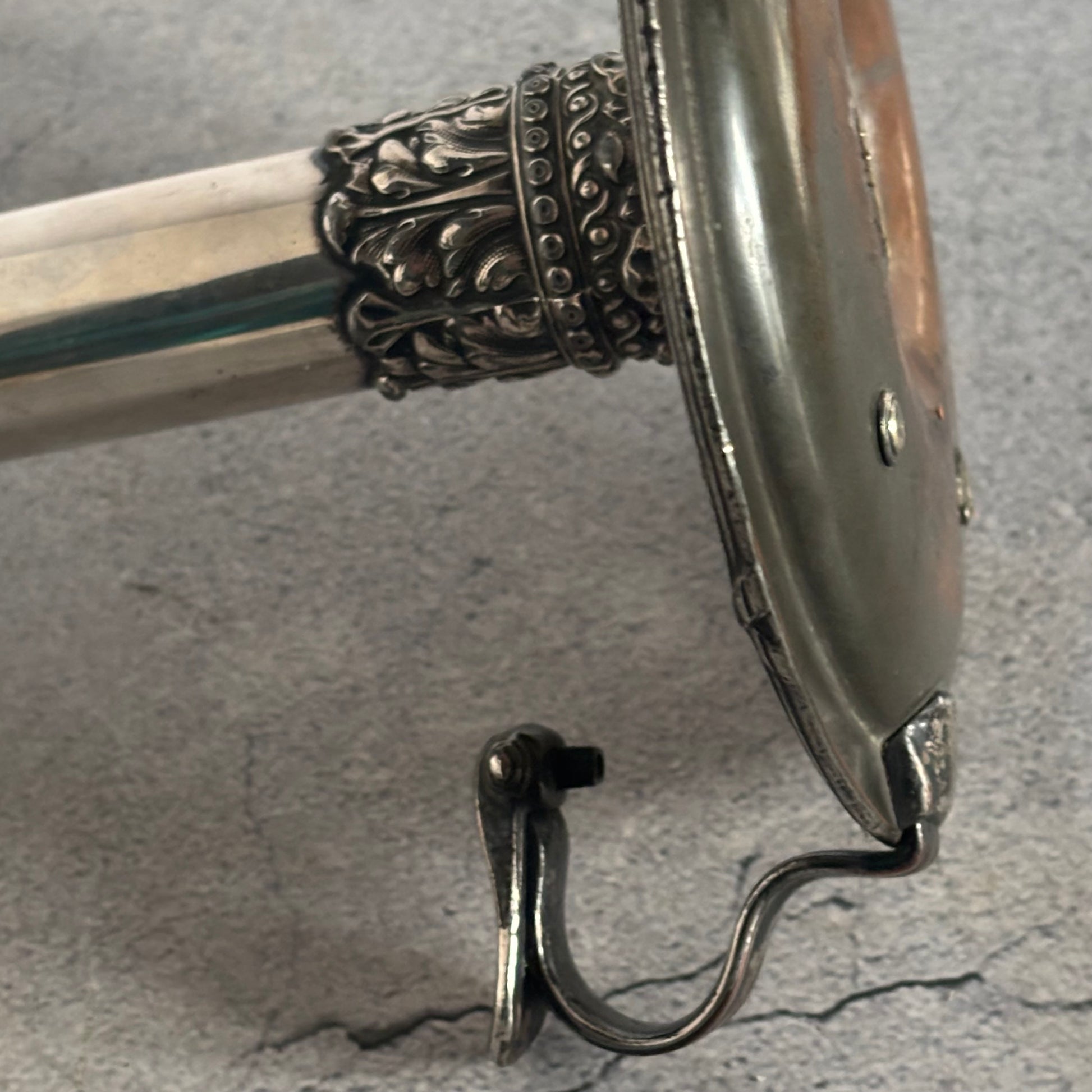 Close up of Rare Antique Old Sheffield Plate Spring Loaded Candlestick