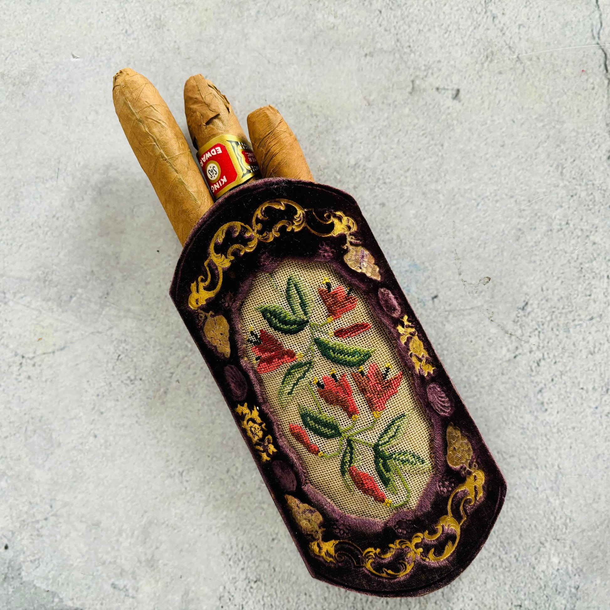 Antique French Embroidered Cigar & Spectacle Case | The Urban Vintage Affair