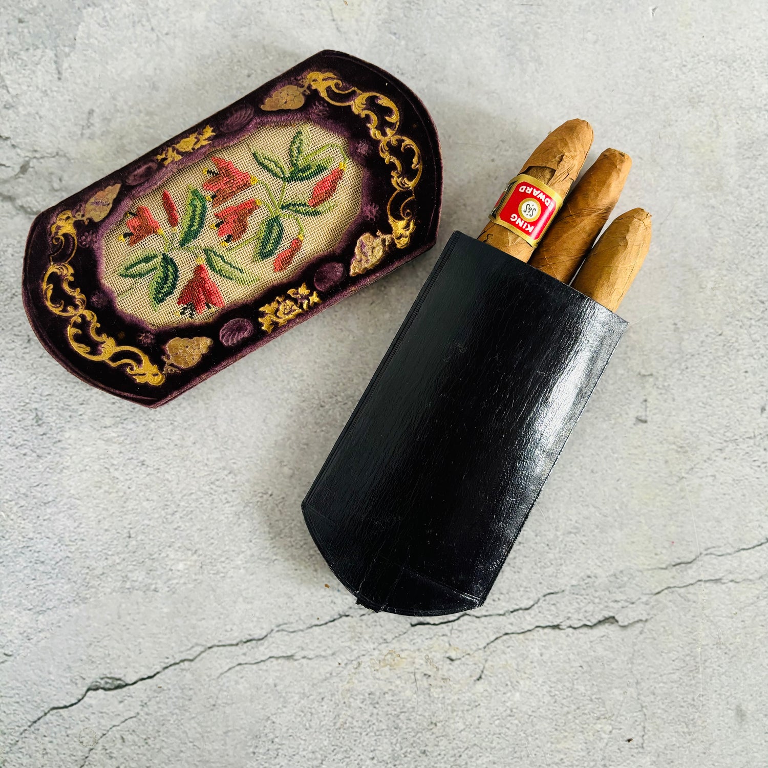 Antique French Embroidered Cigar & Spectacle Case | The Urban Vintage Affair