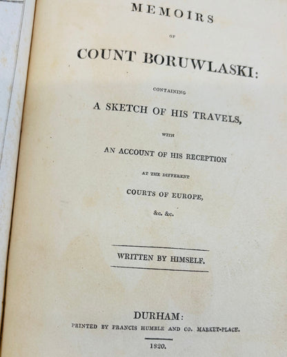 Rare Antique Leather Bound Gilded Book | Memoirs of Count Boruwlaski