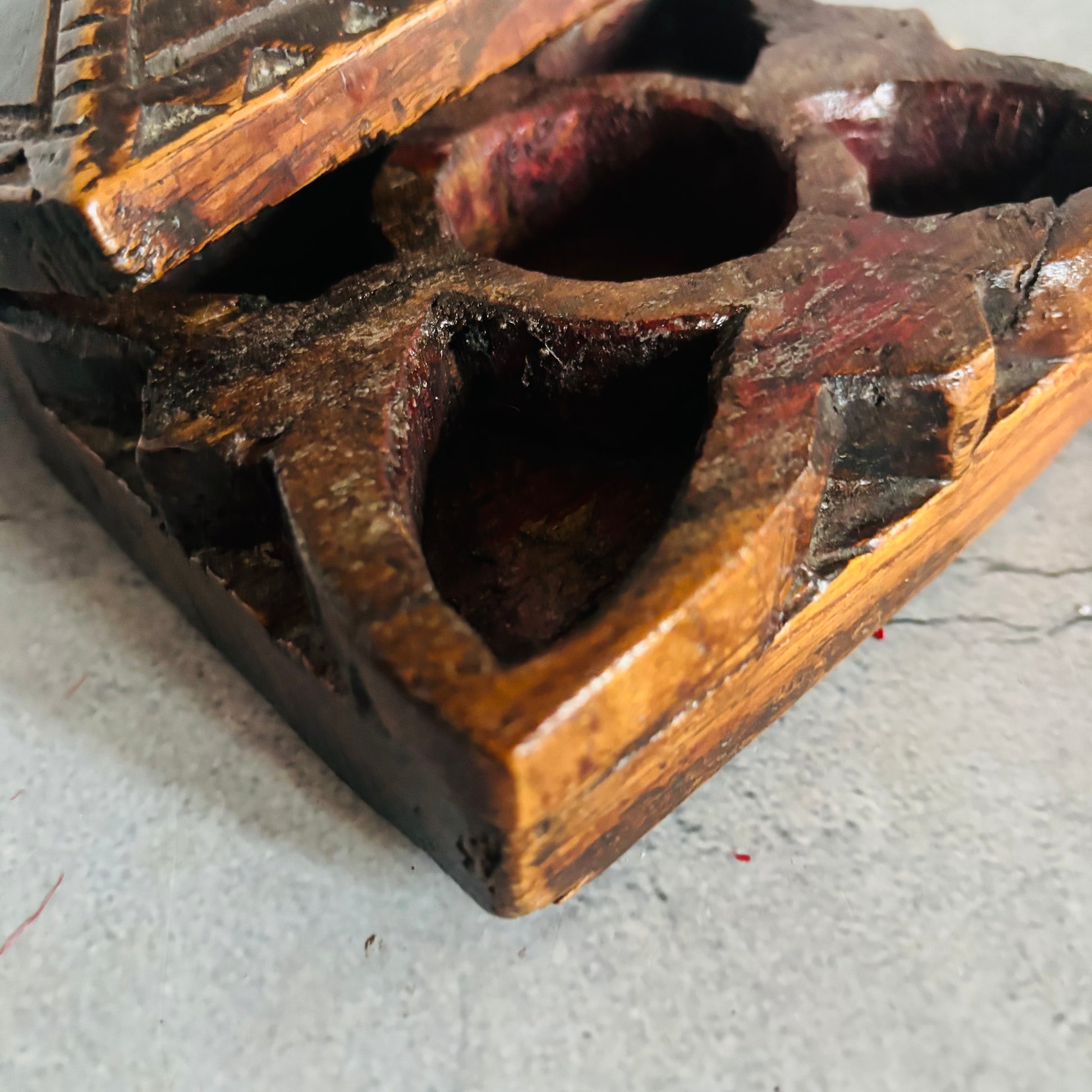 Antique Indian Wooden Spice Box Swivel Lid | The Urban Vintage Affair