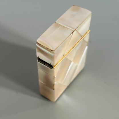 Decorative Rare Antique Mother Of Pearl Vesta  on a grey surface