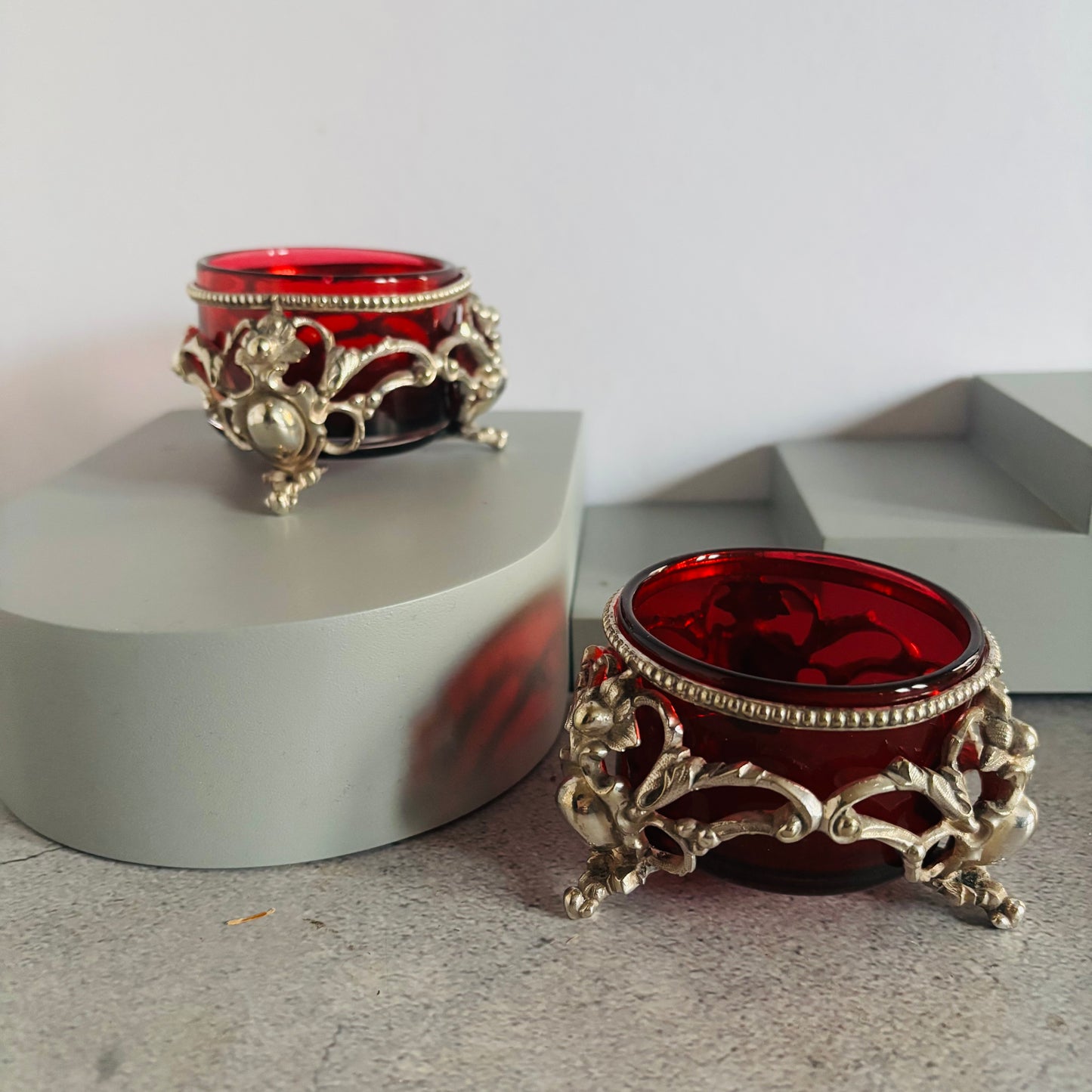 Antique Silver Salts | Beautiful Ruby Glass | The Urban Vintage Affair