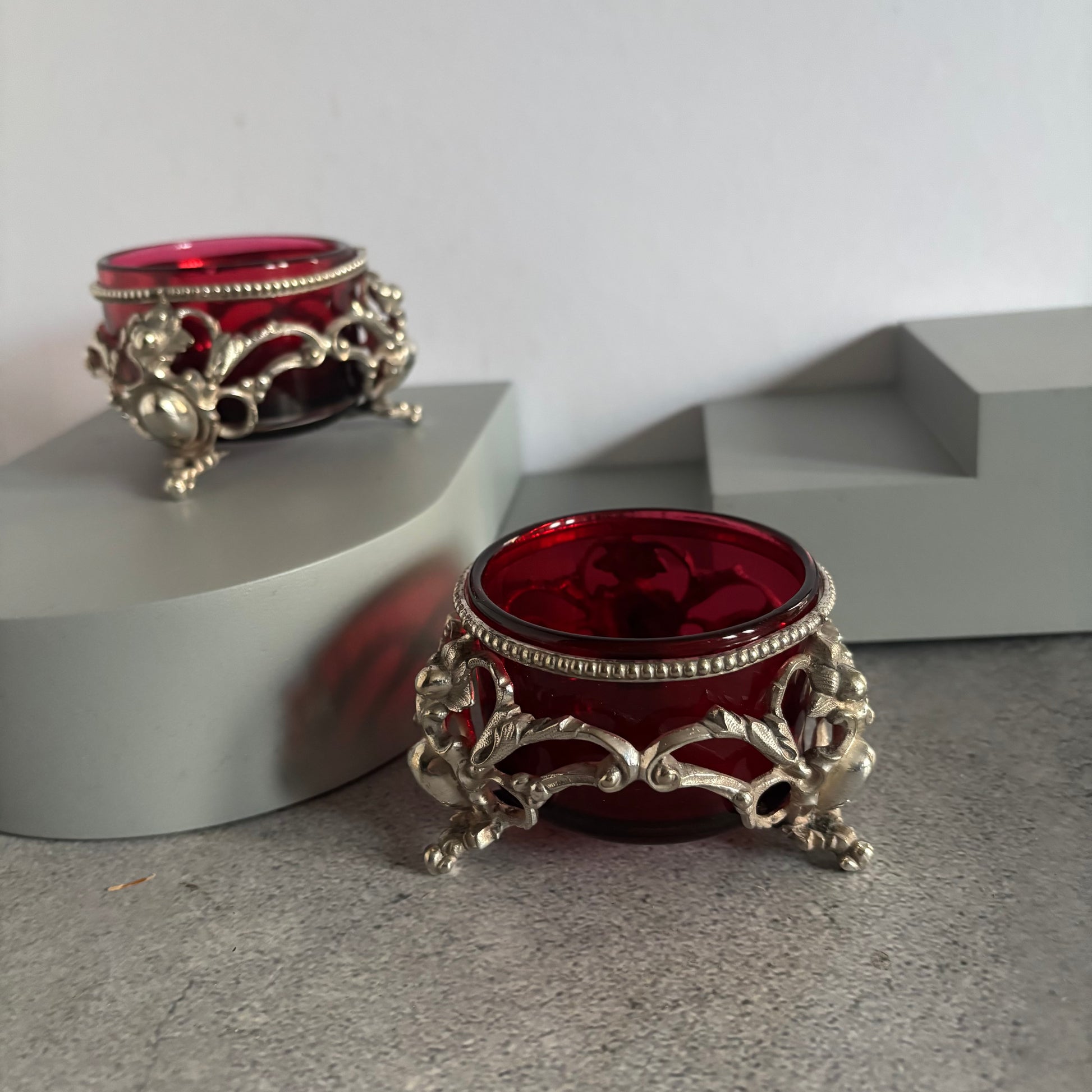 Antique Silver Salts | Beautiful Ruby Glass | The Urban Vintage Affair