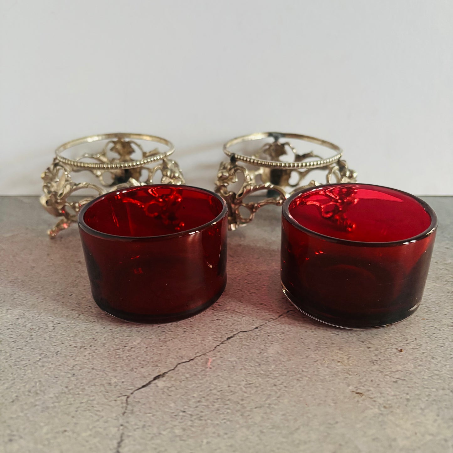 Antique Silver Salts | Beautiful Ruby Glass | The Urban Vintage Affair