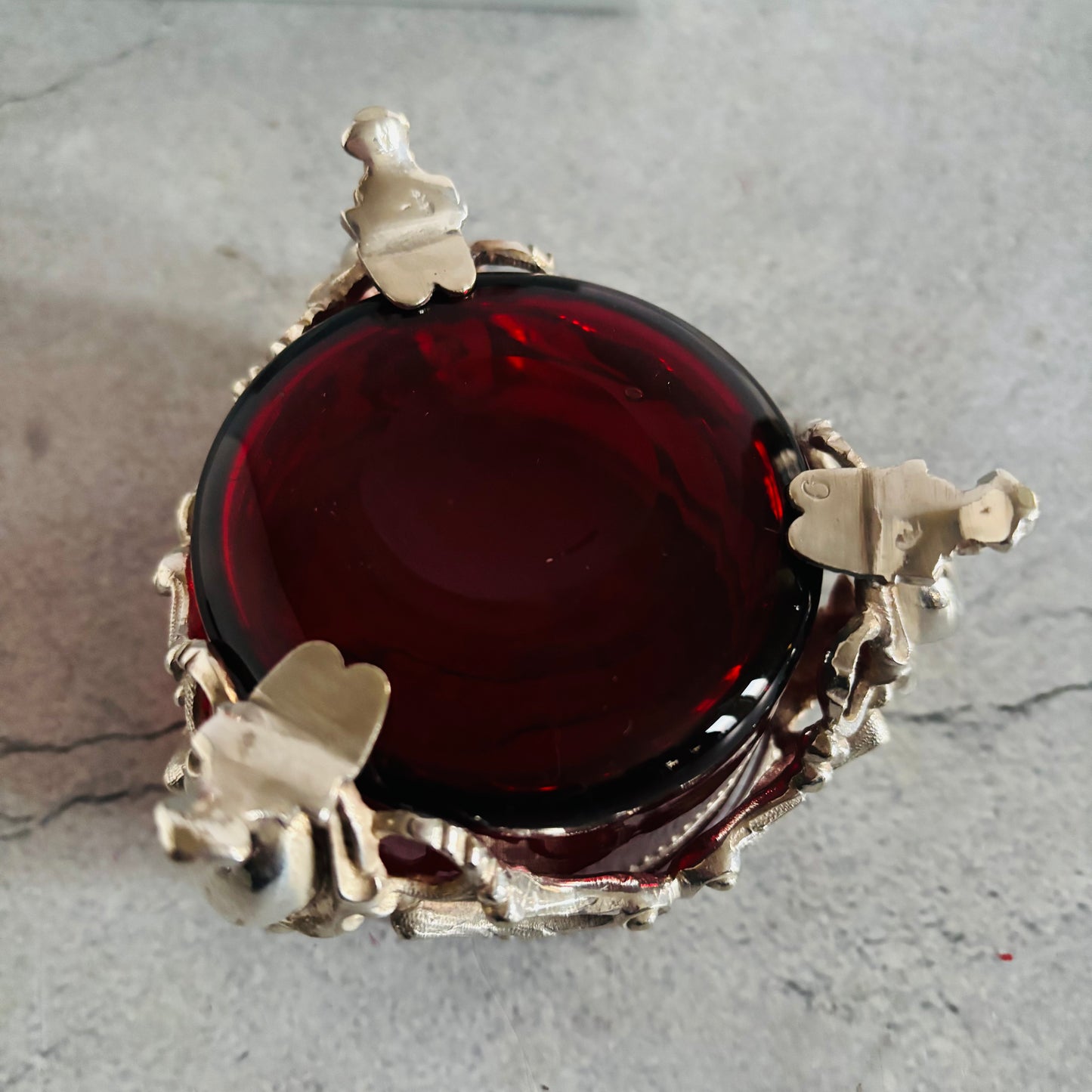 Ornate Antique Silver Salts | Beautiful Ruby Glass | The Urban Vintage Affair