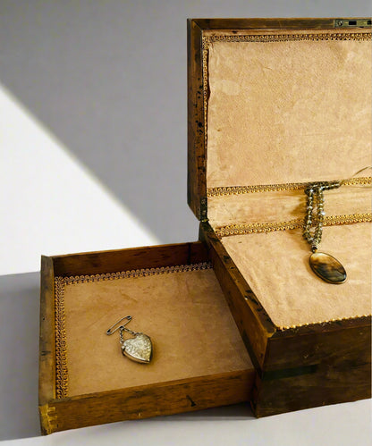 Antique Wooden Display Storage Box for Jewellery | Writing Slope