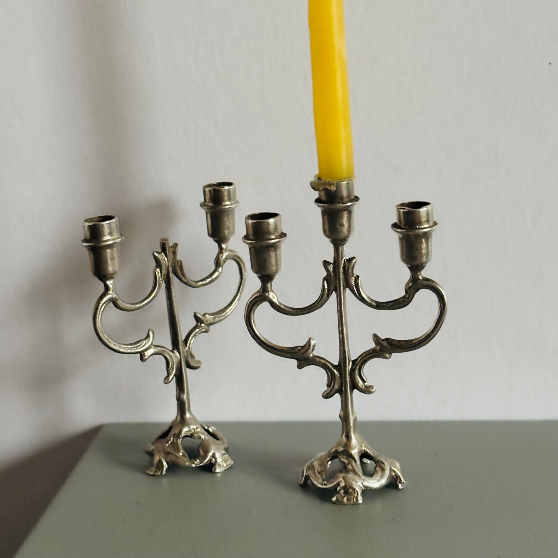 Antique Silver Miniature Dolls House Candelabra