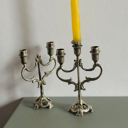Antique Silver Miniature Dolls House Candelabra