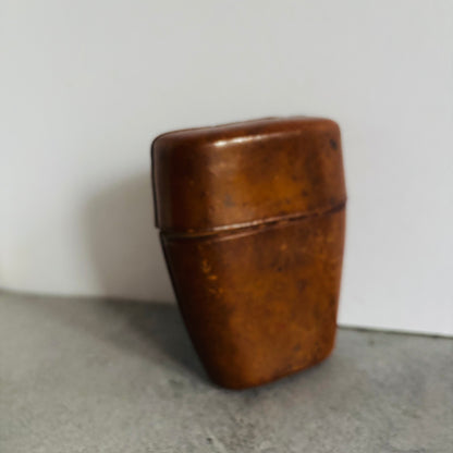 Antique Leather Travel Cup Holder and Glass Cup