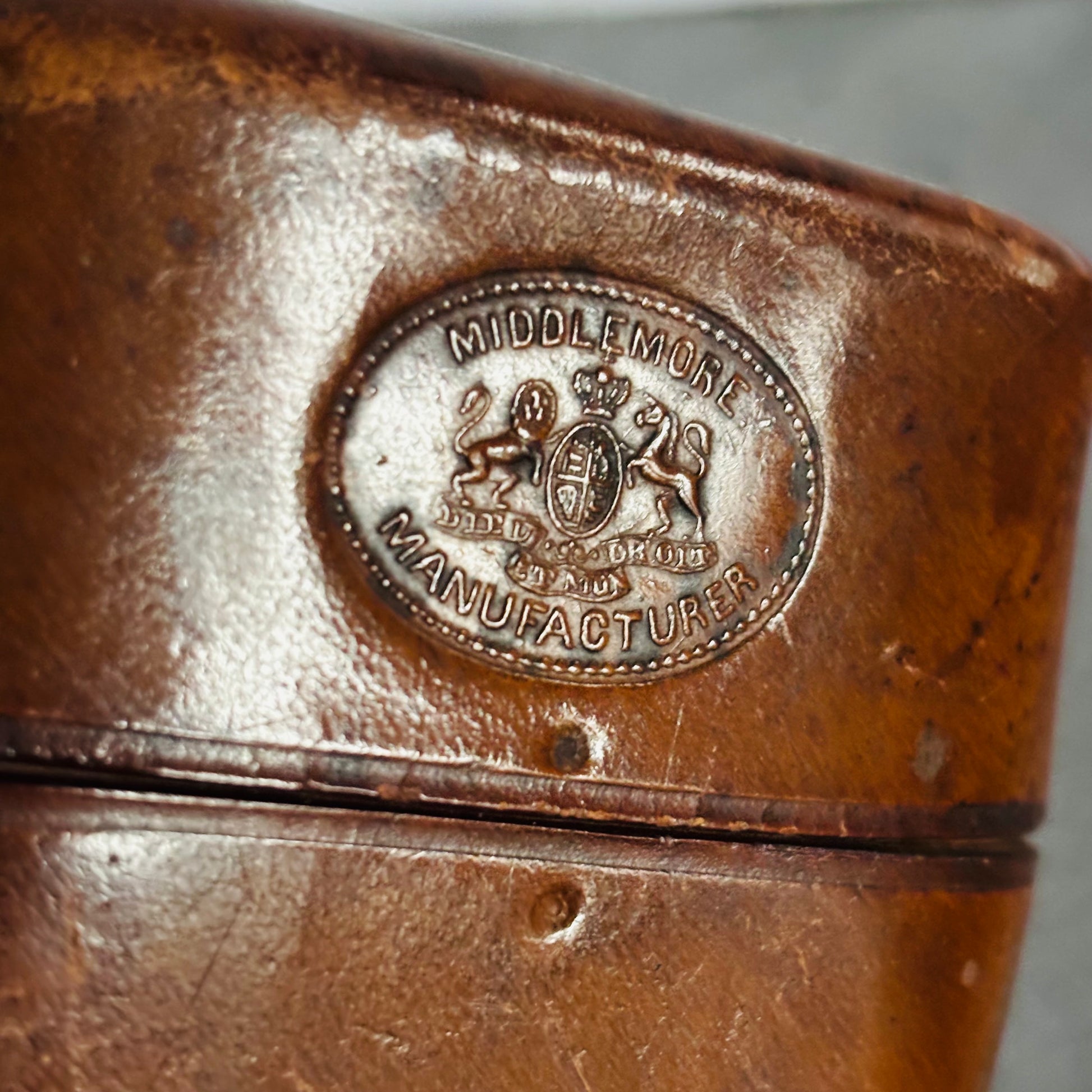 Antique Leather Travel Cup Holder and Glass Cup