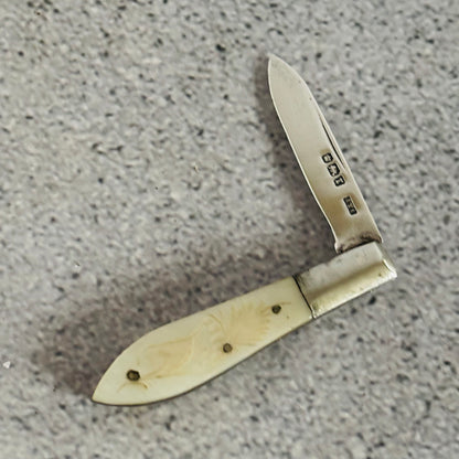 Antique Silver and Mother of Pearl Folding Fruit Knife