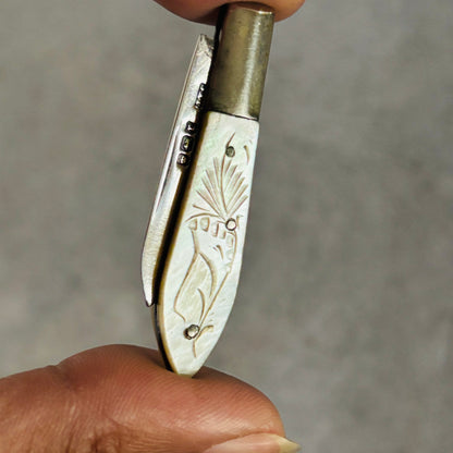 Antique Silver and Mother of Pearl Folding Fruit Knife