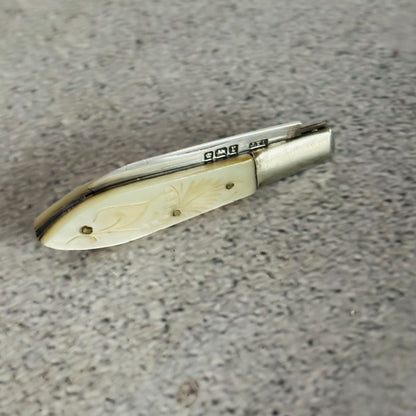 Antique Silver and Mother of Pearl Folding Fruit Knife