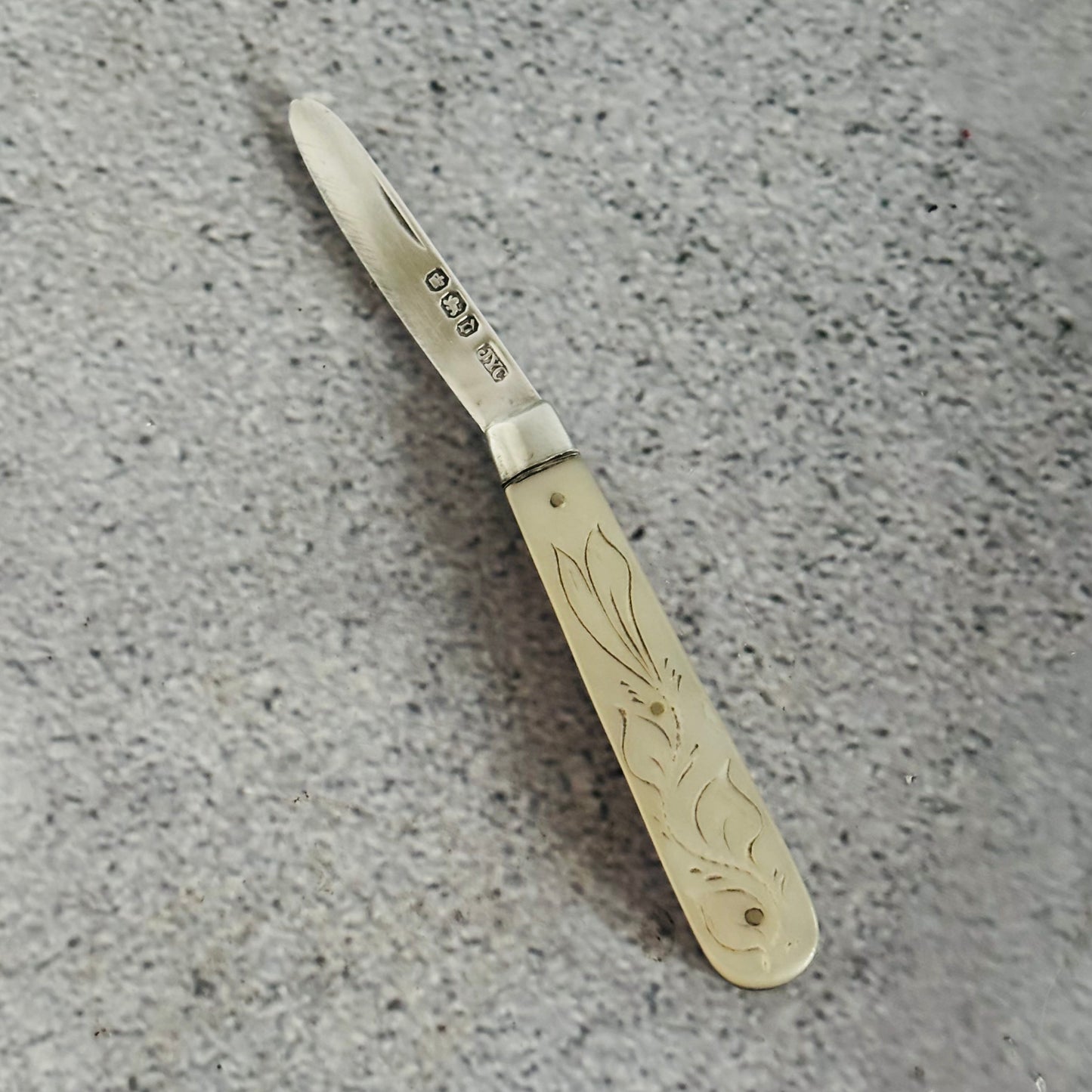 Antique Silver and Mother of Pearl Folding Fruit Knife