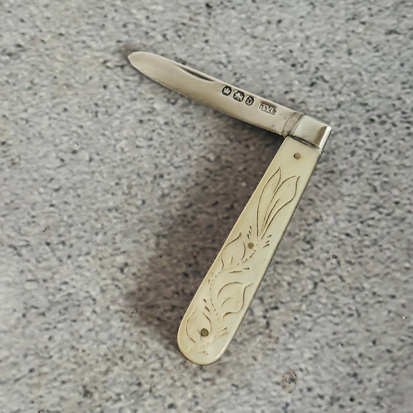 Antique Silver and Mother of Pearl Folding Fruit Knife